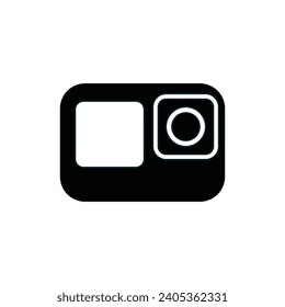 Simple camera icon black and white color silhouette flat style isolated by white color