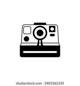 Simple camera icon black and white color silhouette flat style isolated by white color