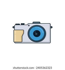 Simple camera icon full color cute cartoon design style isolated by white color