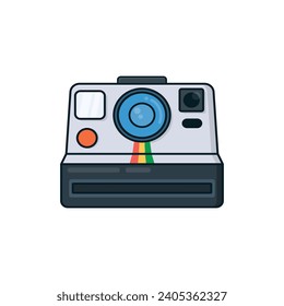 Simple camera icon full color cute cartoon design style isolated by white color