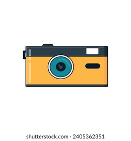 Icono de cámara simple color completo lindo estilo de diseño de dibujos animados aislados por color blanco