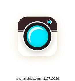 Simple camera icon isolated on white background with shadow