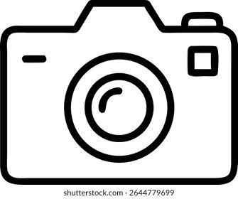Simple camera icon, isolated on white background.