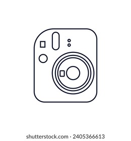 Simple camera icon line art black color flat style isolated by white color