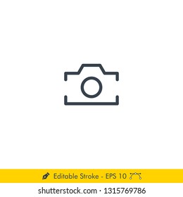 Simple Camera Icon / Vector - In Line / Stroke Design