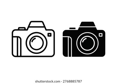 Simple Camera Icons: Outline and Solid Black Icons for Photography and Design