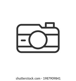 Icono de línea de cámara simple. Símbolo premium con estilo de trazo. Diseño del icono de la cámara. Ilustración vectorial.