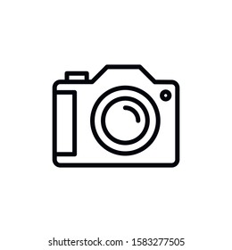 Simple camera line icon. Stroke pictogram. Vector illustration isolated on a white background. Premium quality symbol. Vector sign for mobile app and web sites.