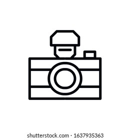 Simple camera line icon. Stroke pictogram. Vector illustration isolated on a white background. Premium quality symbol. Vector sign for mobile app and web sites.