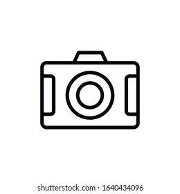 Simple camera line icon. Stroke pictogram. Vector illustration isolated on a white background. Premium quality symbol. Vector sign for mobile app and web sites.