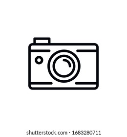 Simple camera line icon. Stroke pictogram. Vector illustration isolated on a white background. Premium quality symbol. Vector sign for mobile app and web sites.