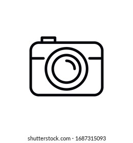 Simple camera line icon. Stroke pictogram. Vector illustration isolated on a white background. Premium quality symbol. Vector sign for mobile app and web sites.