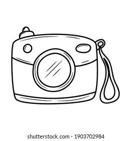 Simple camera line illustration icon, outline vector sign, linear style pictogram isolated on white background