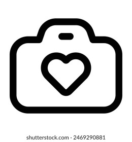 Simple Camera Love icon. The icon can be used for websites, print templates, presentation templates, illustrations, etc