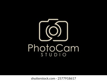 simple camera photography line art luxury logo design graphic