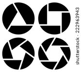 Simple camera shutter silhouettes, symbols. Eps 10