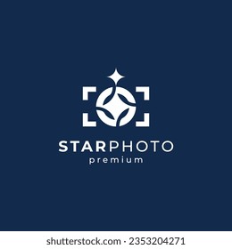 simple camera and star with vintage style for photography logo design