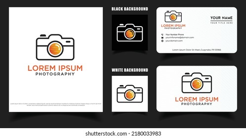 Simple Camera Studio Lens Logo Template. Photography Logo with Business card Template