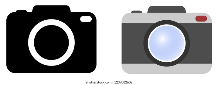Simple camera symbol. Version with icon in black / white and color.