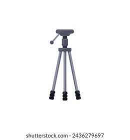 Simple camera tripod with pan head and non-slip feet, perfect for stability. Vector illustration ideal for photography basics