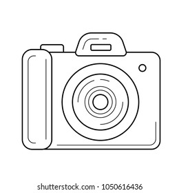 Simple camera vector line icon isolated on white background. Photo camera line icon for infographic, website or app. Scalable icon designed on a grid system.