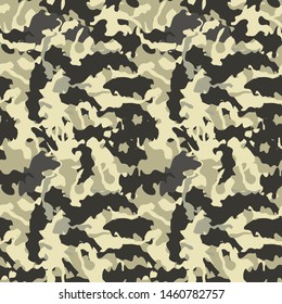 Simple camouflage pattern background seamless vector illustration. Abstract camouflage pattern material for sewing military uniforms, textiles, fabric, fashion clothing