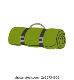 Simple camp blanket Flat vector outdoor sleeping bag sticker in colored doodle style