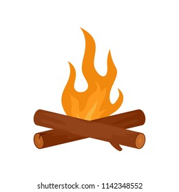 Simple Camp Fire Icon. Flat Illustration Of Simple Camp Fire Vector Icon For Web Isolated On White