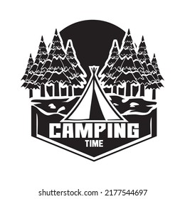 simple camp logo black and white color