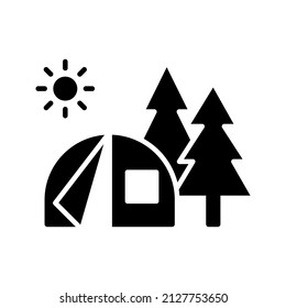 simple camp related icons in glyph style