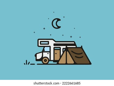 Diseño de ilustración de la camioneta de camping simple