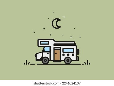 Simple camper van camping illustration design