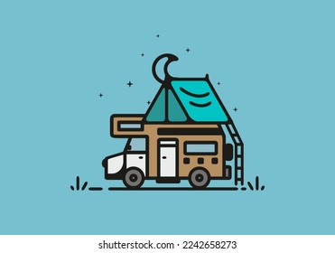 Diseño de ilustración de la camioneta de camping simple