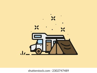 Diseño de ilustración de la camioneta de camping simple