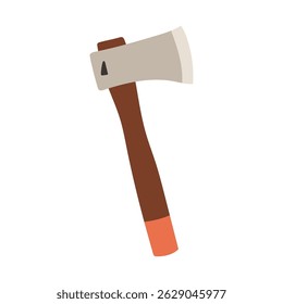 Simple camping axe. Axe doodle Illustration. Hand drawn flat style instrument. Equipment for hiking and camping
