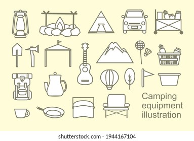 Simple camping equipment illustration material
