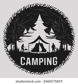 simple Camping Hiking Cool transparent silhouette vector Illustration 