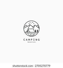 Modelo de design de logotipo de acampamento simples com vetor de montanha