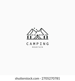 Simple camping logo design template with mountain vector