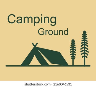 simple camping logo tent and tree