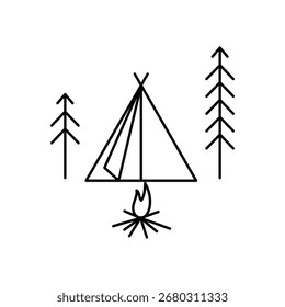 simple camping outline design element