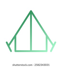 Simple camping tent icon with green gradient