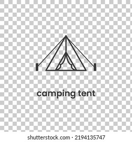 Simple camping tent icon. Stroke pictogram. Vector illustration isolated on a transparent background PNG. Premium quality symbol. Vector sign for mobile app and web sites.