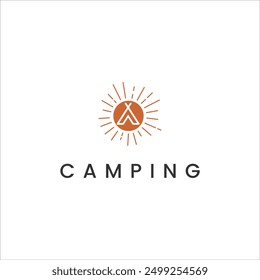 simple camping tent logo hiking adventure vector 