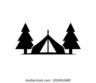 Simple Camping Tent Pine Tree Symbol Stock Vector (Royalty Free ...