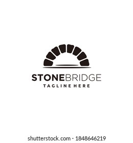 Simple Canal / Waterway Stone Bridge Logo Design 