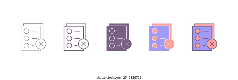 Icono de Cancelar documento simple. rechazar documento. El ícono se puede utilizar para Sitios web, Plantillas impresas, Plantillas de presentación, ilustraciones, etc