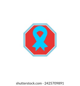 simple cancer day icon with pink color illustration