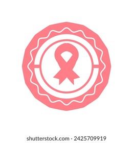 simple cancer day icon with pink color illustration