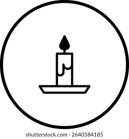 Simple candle icon design featuring black line art on white background in circle